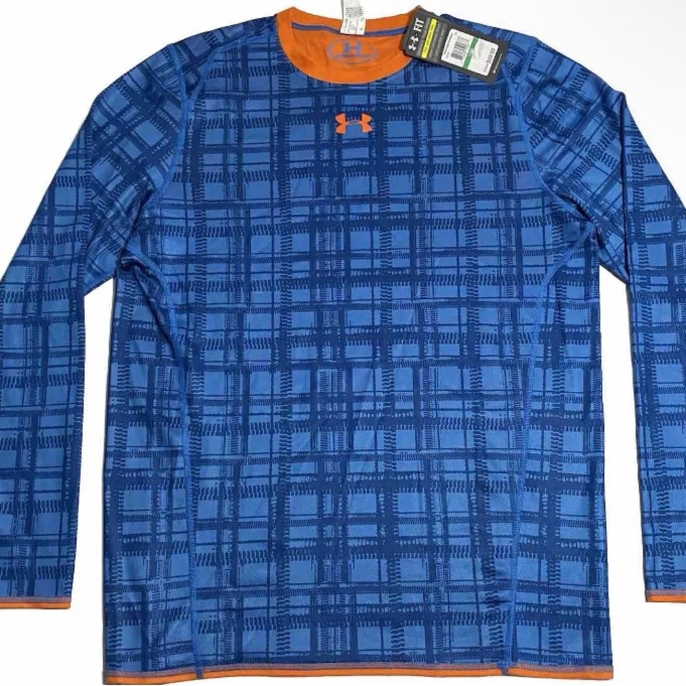 Under Armour Sweater Men’s Large Blue/Orange Long Sleeve Fit NEW 60$
